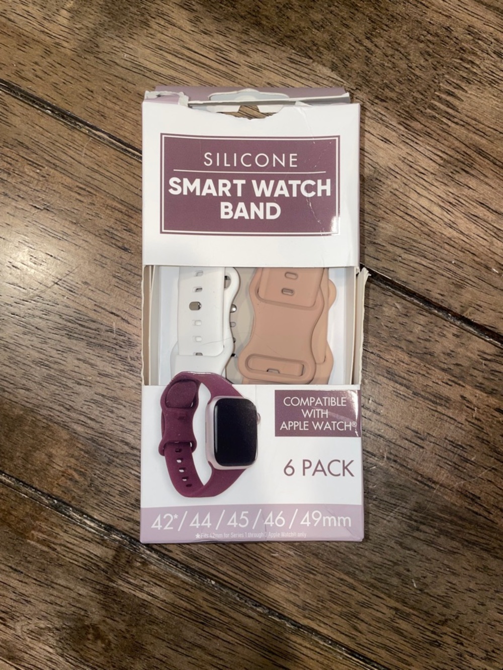 Silicone Smart Watch Band 6-Pack for Apple Watch - White, Beige, Plum